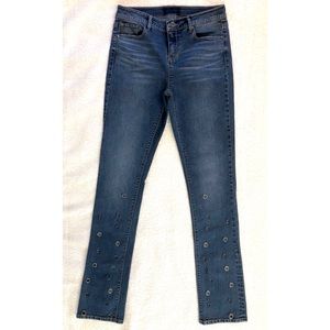 High Rise Stretch Jeans with Metal Stud Detail Size 28